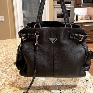 PRADA Black Pebbled Leather Purse